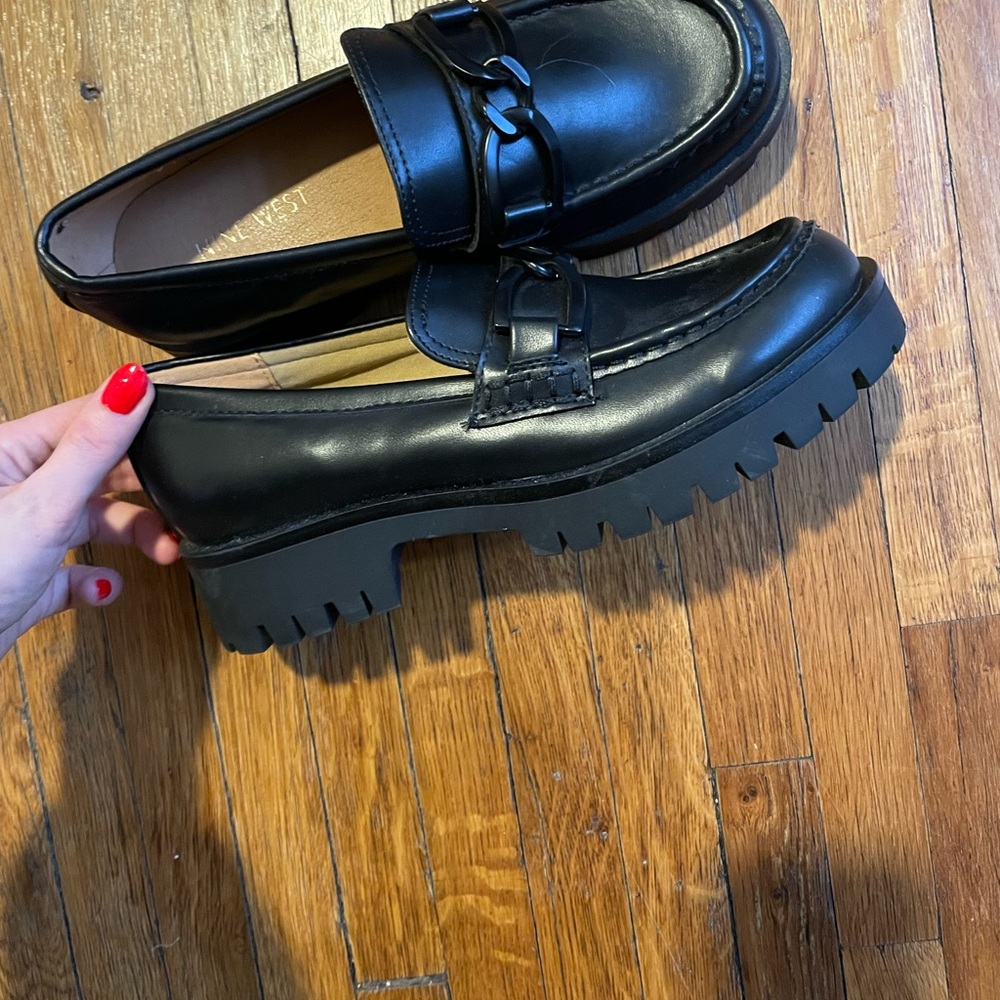 Nine West Chunky Black Loafers for Women